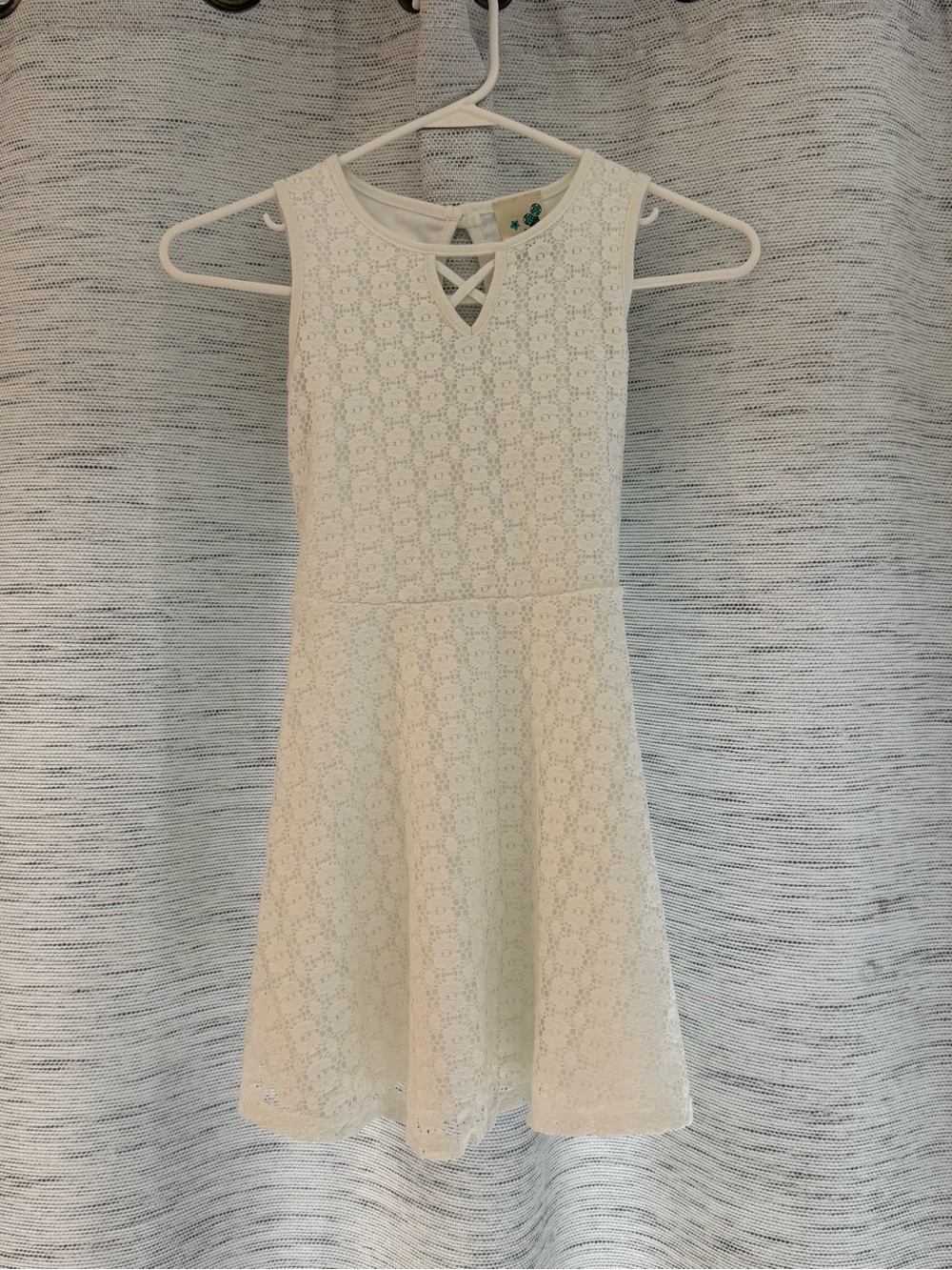 Girls' white Lace Skater Dress - Sleeveless Floral Lace
